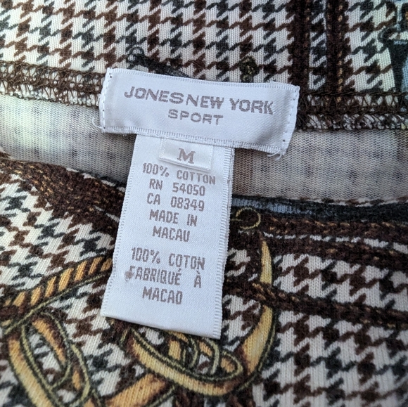 Jones New York Sport 100% Cotton Equestrian Print Long Sleeve Tunic Turtle Neck - Picture 5 of 10